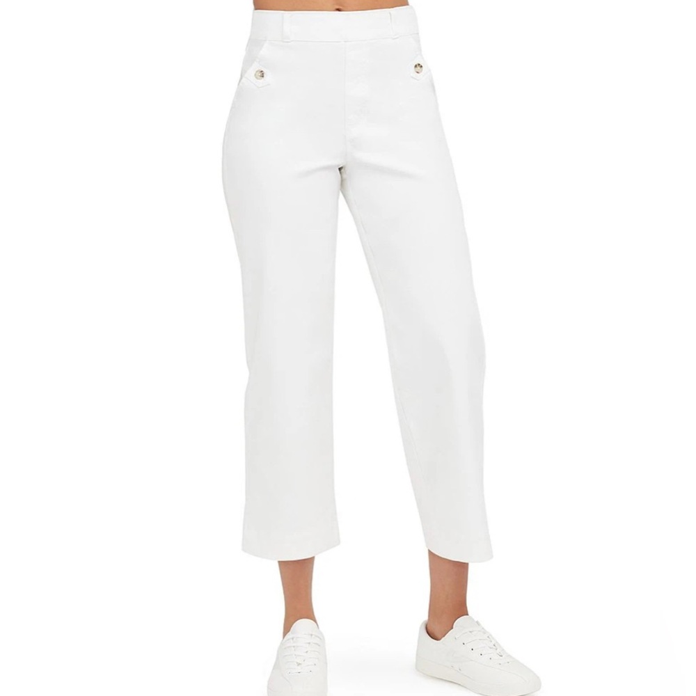 SPANX White Wide-Leg Cropped Pants / Jeans Large Like New